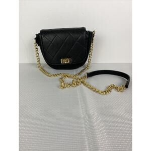 NEW Emperia LA & NY Black Vegan Leather Crossbody Small Bag with Gold Accents